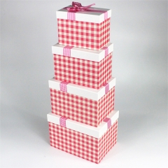 Lovely Pink Tartan Plaid Packing Box con coperchio e nastro per regalo