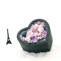 Contenitore di regalo del fiore del cappello di carta di forma del cuore di stampa su ordinazione con PVC per il San Valentino